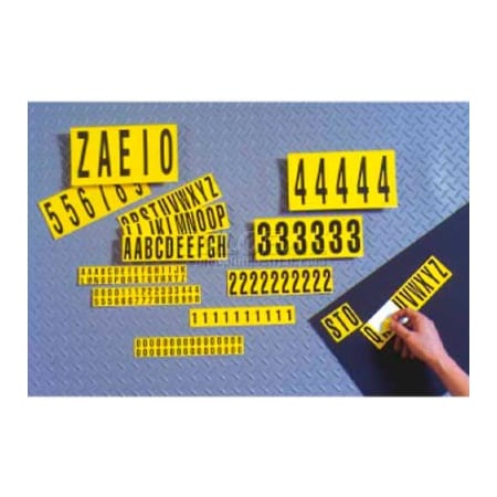 National Marker Co NMC Number Card 0-9, 10 Numbers/Card, 2inH, Yellow/Black, Pressure Sensitive Cloth NPS14